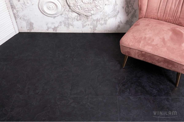 Кварцвиниловая плитка CERAMO VINILAM STONE Сланцевый Чёрный 61607